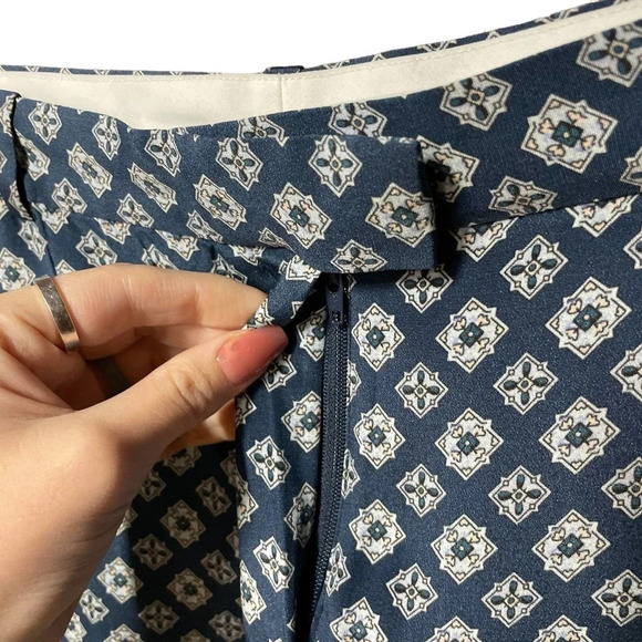 JOSEPH Ben Matt Silk Cravate Blue Diamond Print Silk Trouser Pants Size 42 US 10 - Picture 5 of 10